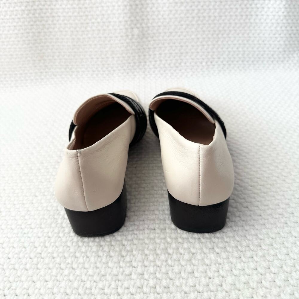 AD & Daughter Ivory Black Woven Band Corya Keeper Low Black Heel Loafer 6.5 - Picture 7 of 12